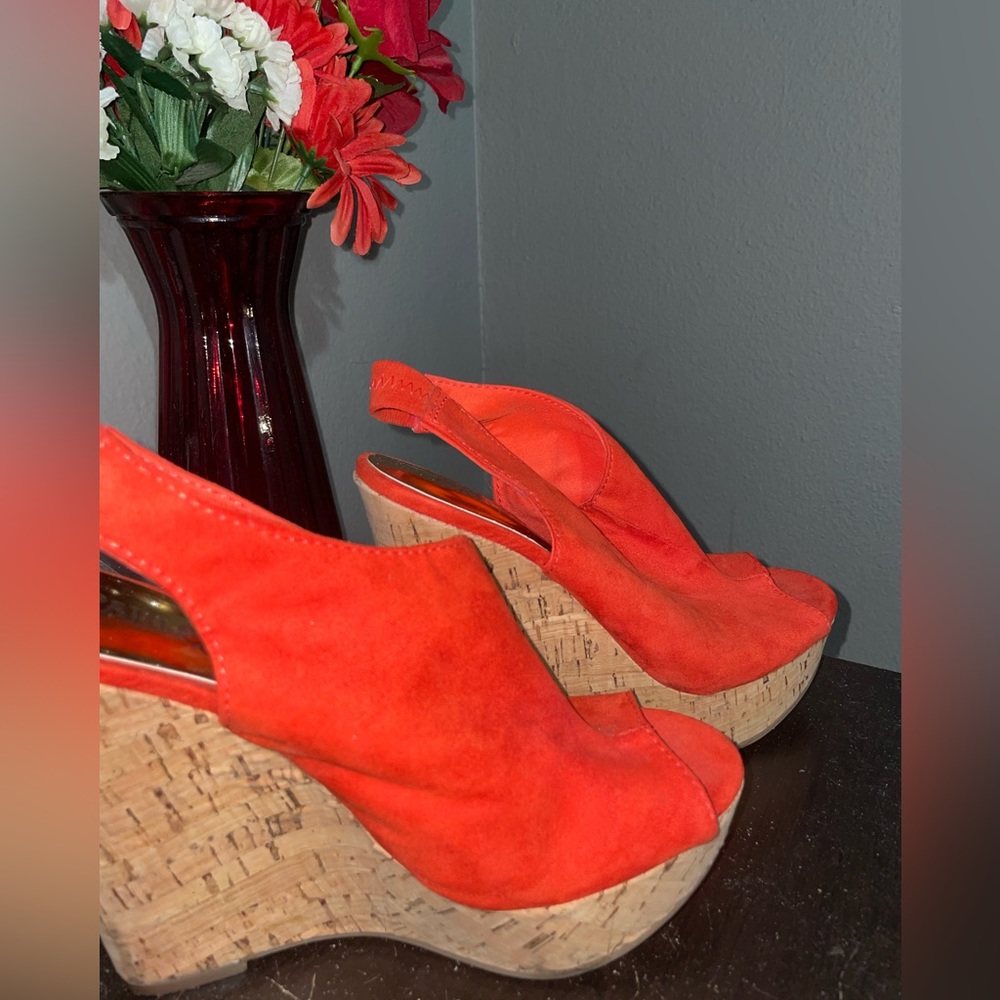 Orange Carlos Santana Wedges Size 7
